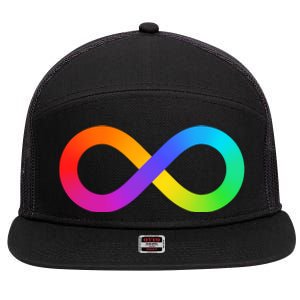 Neurodiversity Rainbow Infinity Autism 7 Panel Mesh Trucker Snapback Hat