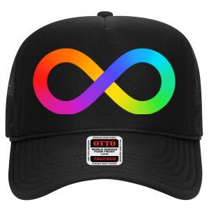 Neurodiversity Rainbow Infinity Autism High Crown Mesh Back Trucker Hat