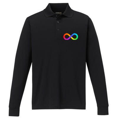 Neurodiversity Rainbow Infinity Autism Performance Long Sleeve Polo