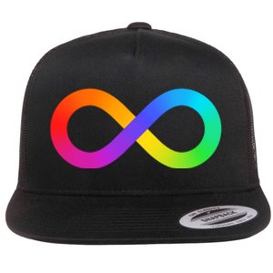 Neurodiversity Rainbow Infinity Autism Flat Bill Trucker Hat