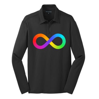 Neurodiversity Rainbow Infinity Autism Silk Touch Performance Long Sleeve Polo