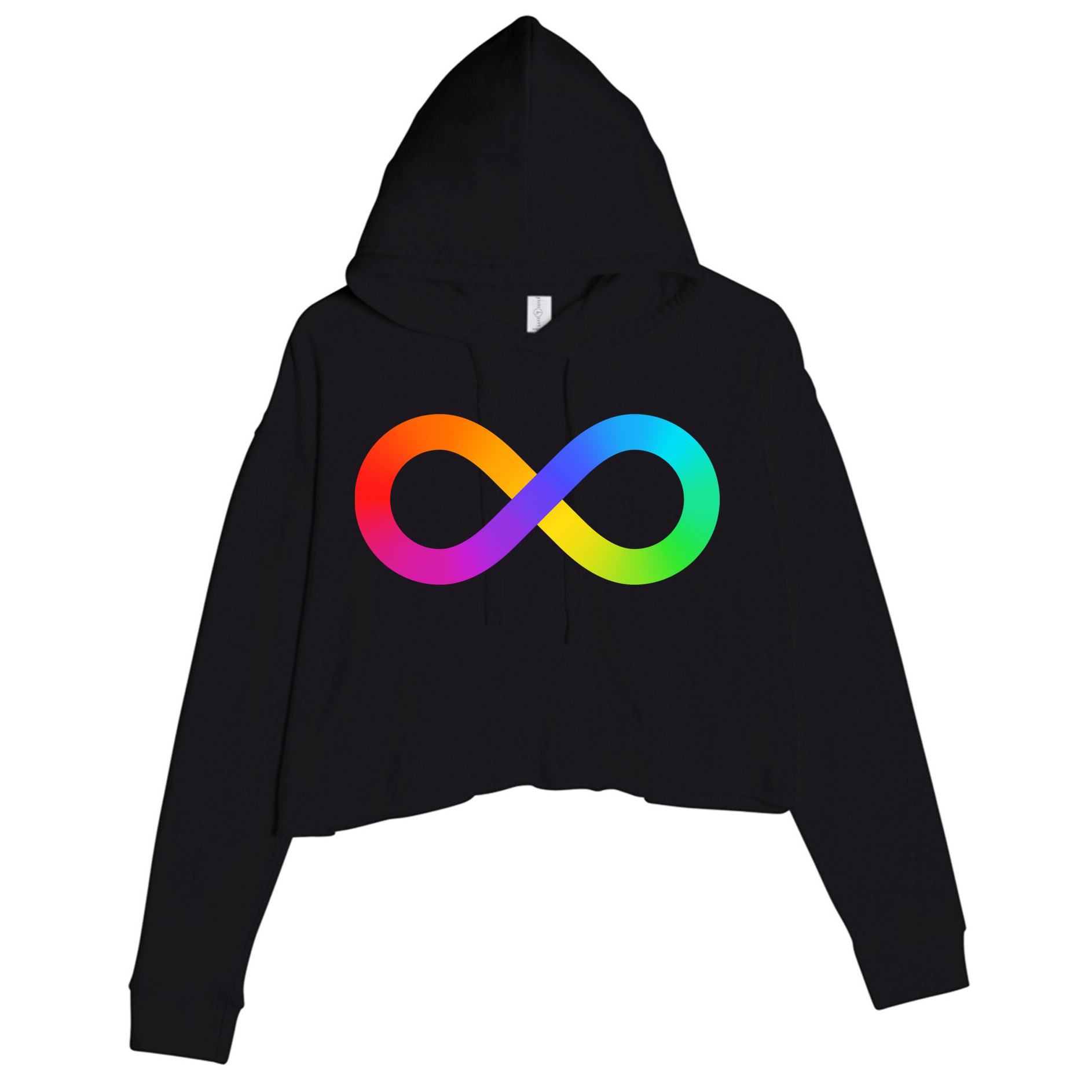 Neurodiversity Rainbow Infinity Autism Crop Fleece Hoodie