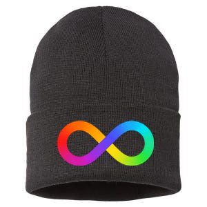 Neurodiversity Rainbow Infinity Autism Sustainable Knit Beanie