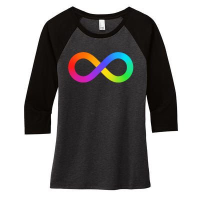 Neurodiversity Rainbow Infinity Autism Women's Tri-Blend 3/4-Sleeve Raglan Shirt