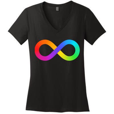 Neurodiversity Rainbow Infinity Autism Women's V-Neck T-Shirt