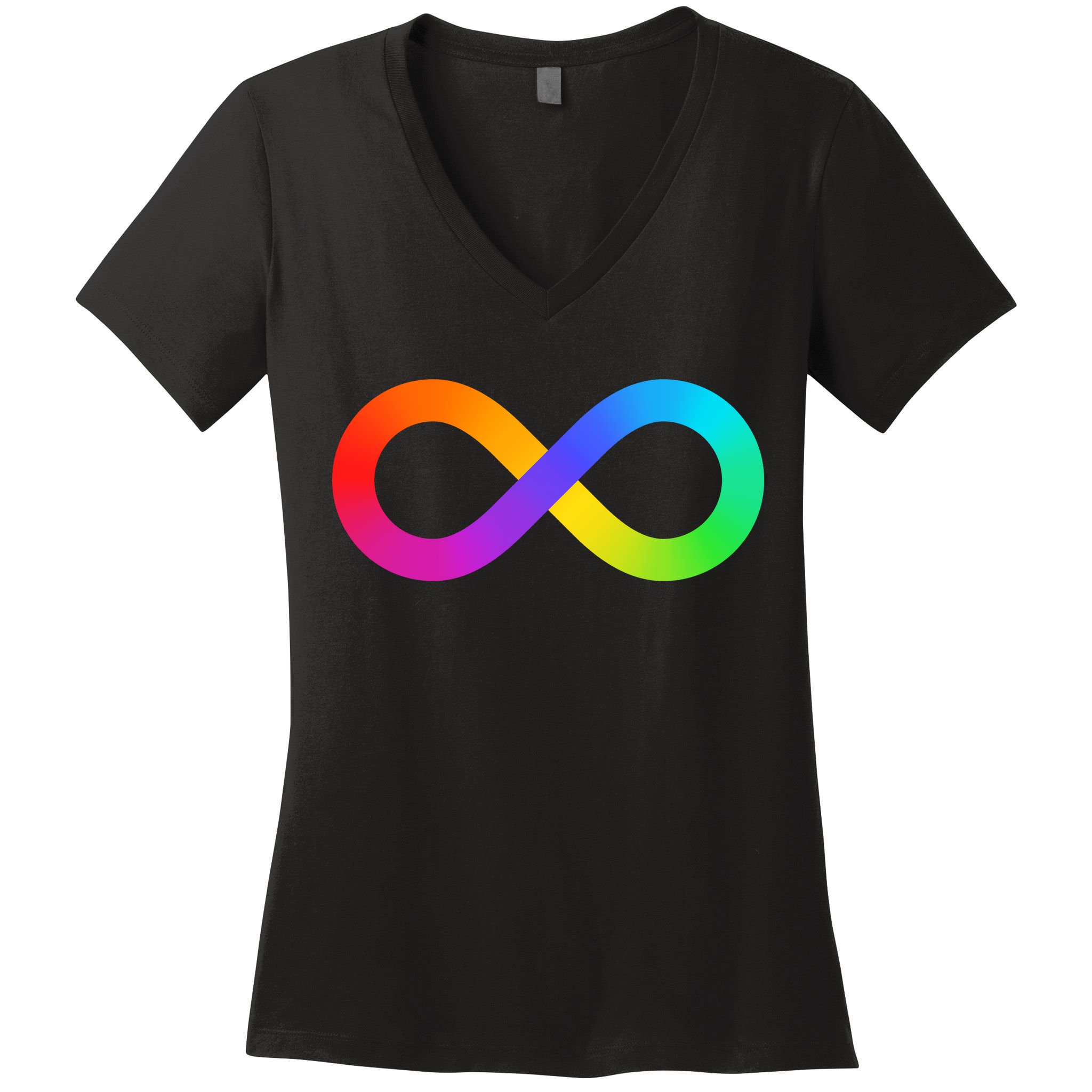 Neurodiversity Rainbow Infinity Autism Women's V-Neck T-Shirt