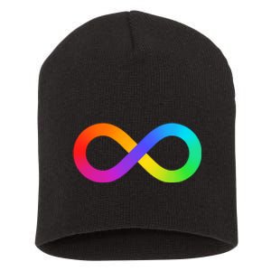 Neurodiversity Rainbow Infinity Autism Short Acrylic Beanie