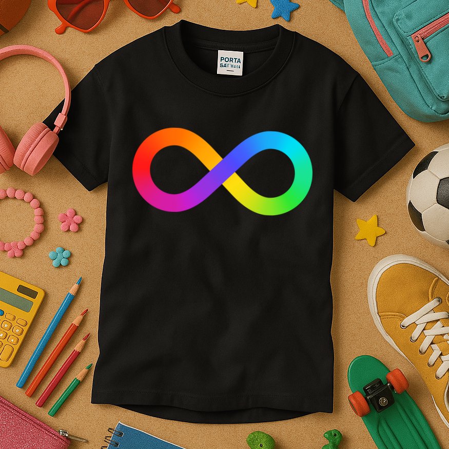 Neurodiversity Rainbow Infinity Autism Kids T-Shirt