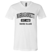 Narragansett Rhode Island Ri Vintage Established Sports Design V-Neck T-Shirt