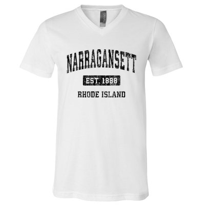 Narragansett Rhode Island Ri Vintage Established Sports Design V-Neck T-Shirt