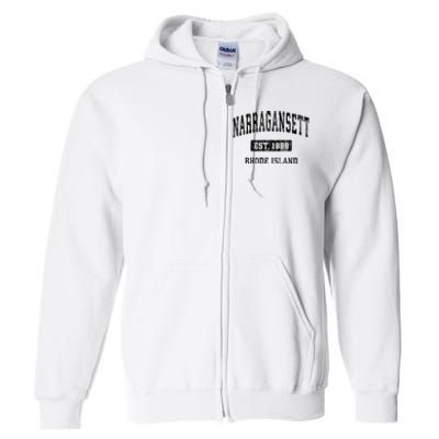 Narragansett Rhode Island Ri Vintage Established Sports Design Full Zip Hoodie