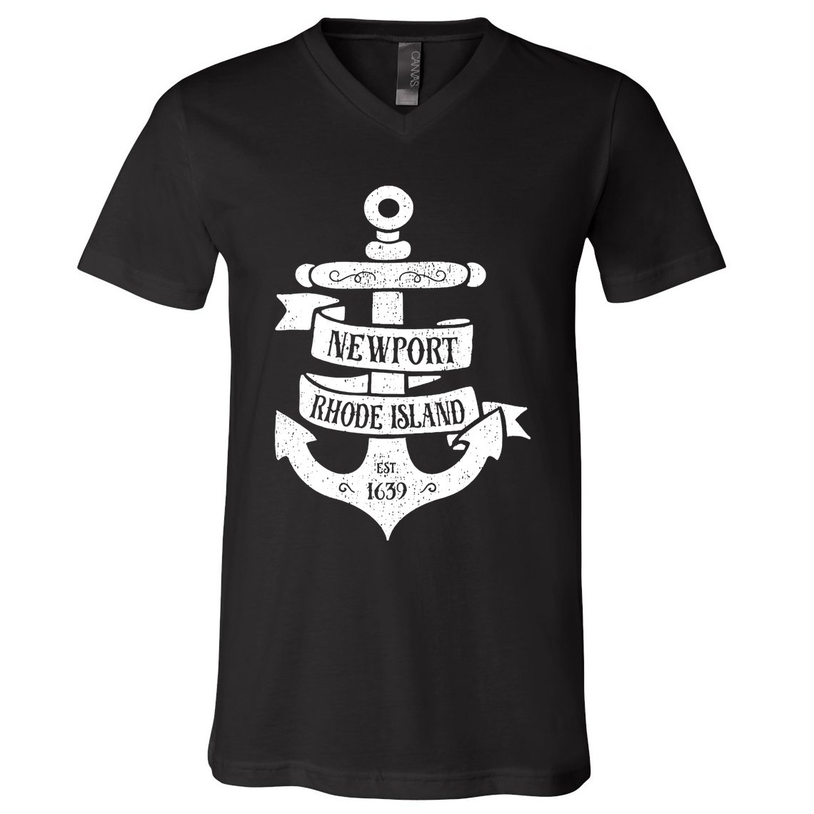 Newport Rhode Island Ri Vintage Boat Anchor V-Neck T-Shirt