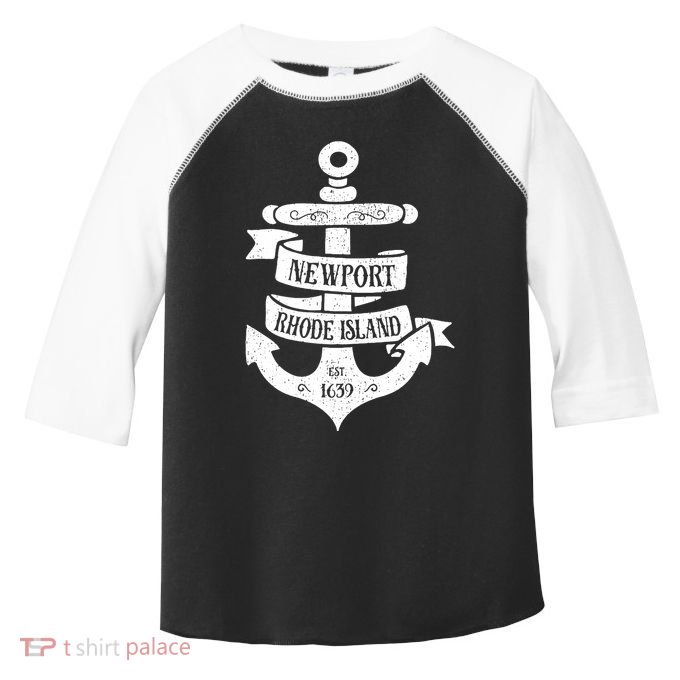Newport Rhode Island Ri Vintage Boat Anchor Toddler Fine Jersey T-Shirt