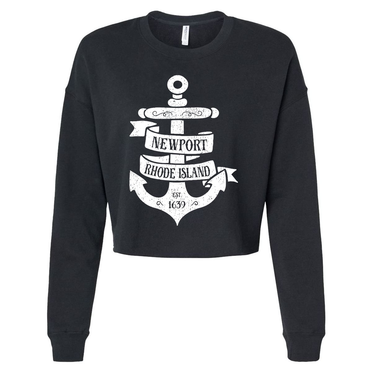 Newport Rhode Island Ri Vintage Boat Anchor Cropped Pullover Crew
