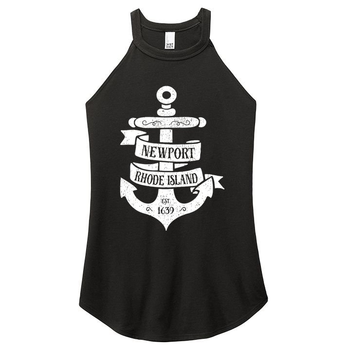 Newport Rhode Island Ri Vintage Boat Anchor Women's Perfect Tri Rocker Tank