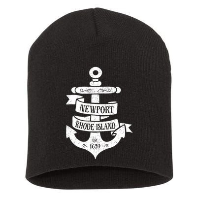 Newport Rhode Island Ri Vintage Boat Anchor Short Acrylic Beanie