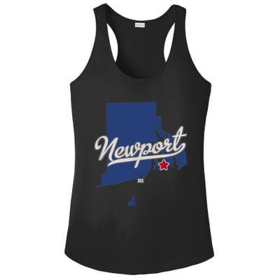 Newport Rhode Island RI Map Ladies PosiCharge Competitor Racerback Tank