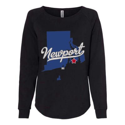 Newport Rhode Island RI Map Womens California Wash Sweatshirt