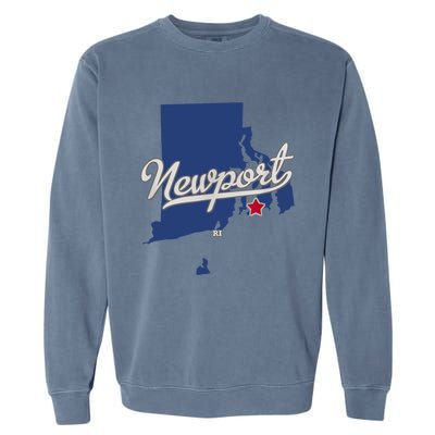 Newport Rhode Island RI Map Garment-Dyed Sweatshirt