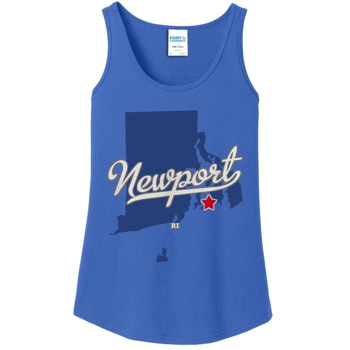 Newport Rhode Island RI Map Ladies Essential Tank