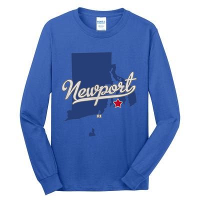 Newport Rhode Island RI Map Tall Long Sleeve T-Shirt