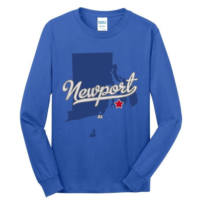 Newport Rhode Island RI Map Tall Long Sleeve T-Shirt