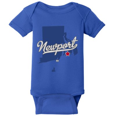 Newport Rhode Island RI Map Baby Bodysuit