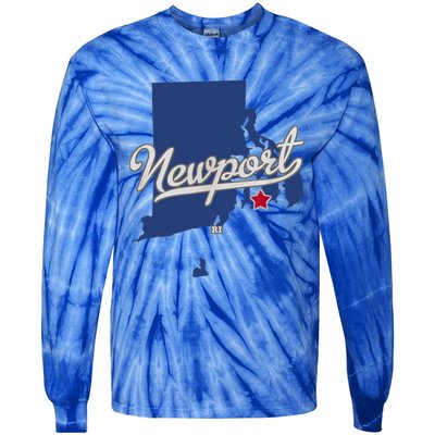 Newport Rhode Island RI Map Tie-Dye Long Sleeve Shirt