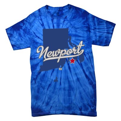 Newport Rhode Island RI Map Tie-Dye T-Shirt