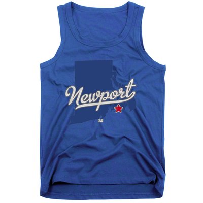 Newport Rhode Island RI Map Tank Top