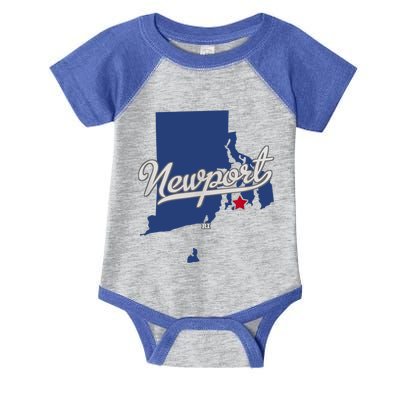 Newport Rhode Island RI Map Infant Baby Jersey Bodysuit