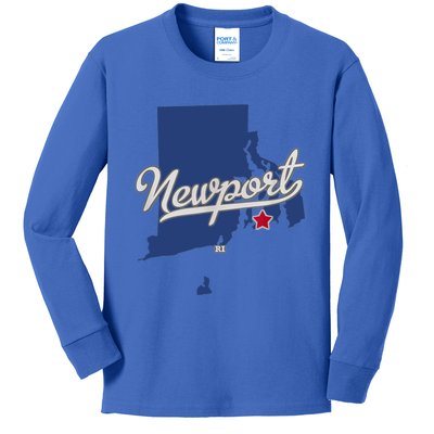 Newport Rhode Island RI Map Kids Long Sleeve Shirt