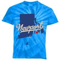 Newport Rhode Island RI Map Kids Tie-Dye T-Shirt