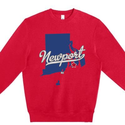 Newport Rhode Island RI Map Premium Crewneck Sweatshirt