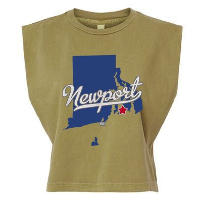 Newport Rhode Island RI Map Garment-Dyed Women's Muscle Tee