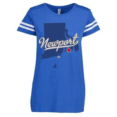 Newport Rhode Island RI Map Enza Ladies Jersey Football T-Shirt