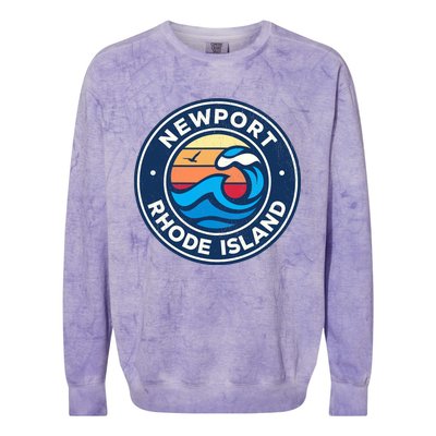 Newport Rhode Island Ri Vintage Nautical Waves Design Colorblast Crewneck Sweatshirt