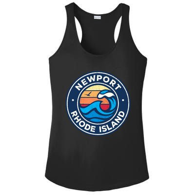 Newport Rhode Island Ri Vintage Nautical Waves Design Ladies PosiCharge Competitor Racerback Tank