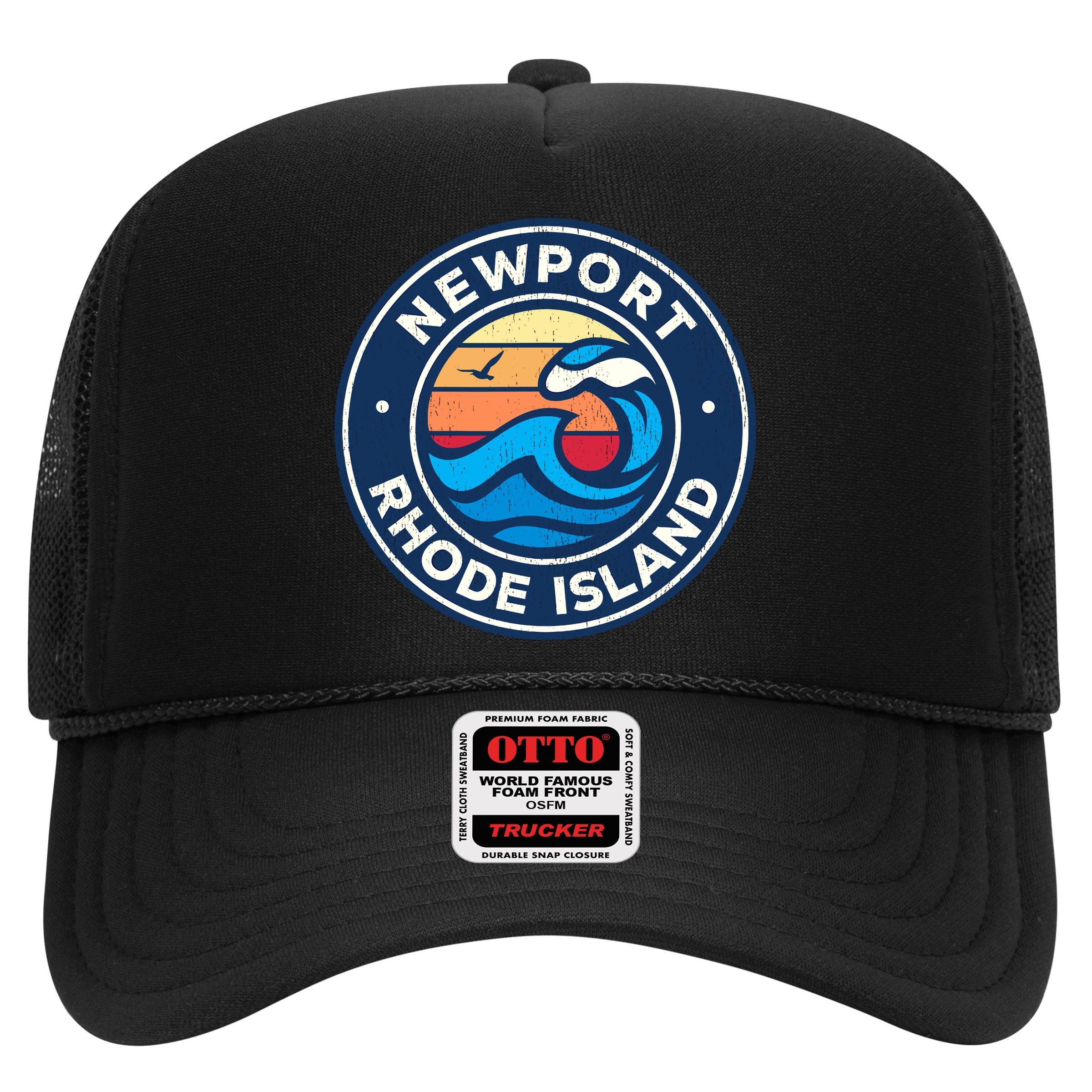 Newport Rhode Island Ri Vintage Nautical Waves Design Hat