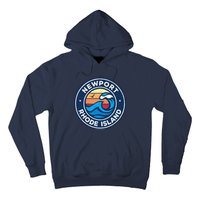 Newport Rhode Island Ri Vintage Nautical Waves Design Hoodie