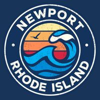 Newport Rhode Island Ri Vintage Nautical Waves Design Long Sleeve Shirt