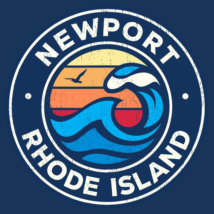 Newport Rhode Island Ri Vintage Nautical Waves Design Long Sleeve Shirt