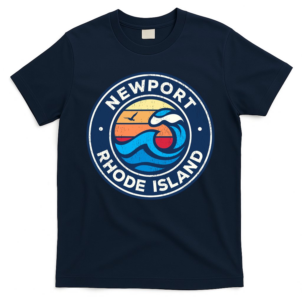 Newport Rhode Island Ri Vintage Nautical Waves Design T-Shirt