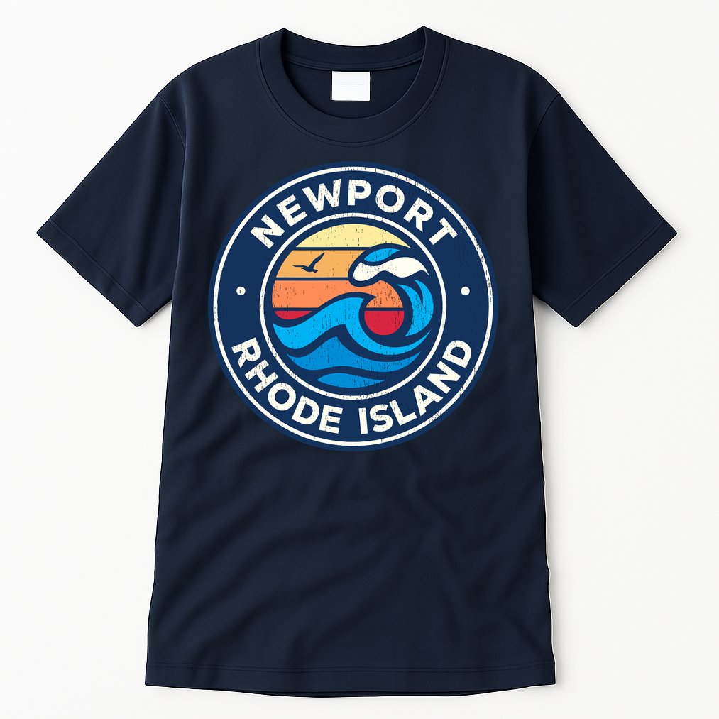 Newport Rhode Island Ri Vintage Nautical Waves Design Tall T-Shirt