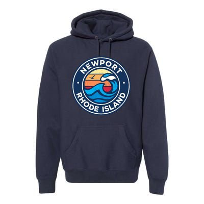 Newport Rhode Island Ri Vintage Nautical Waves Design Premium Hoodie