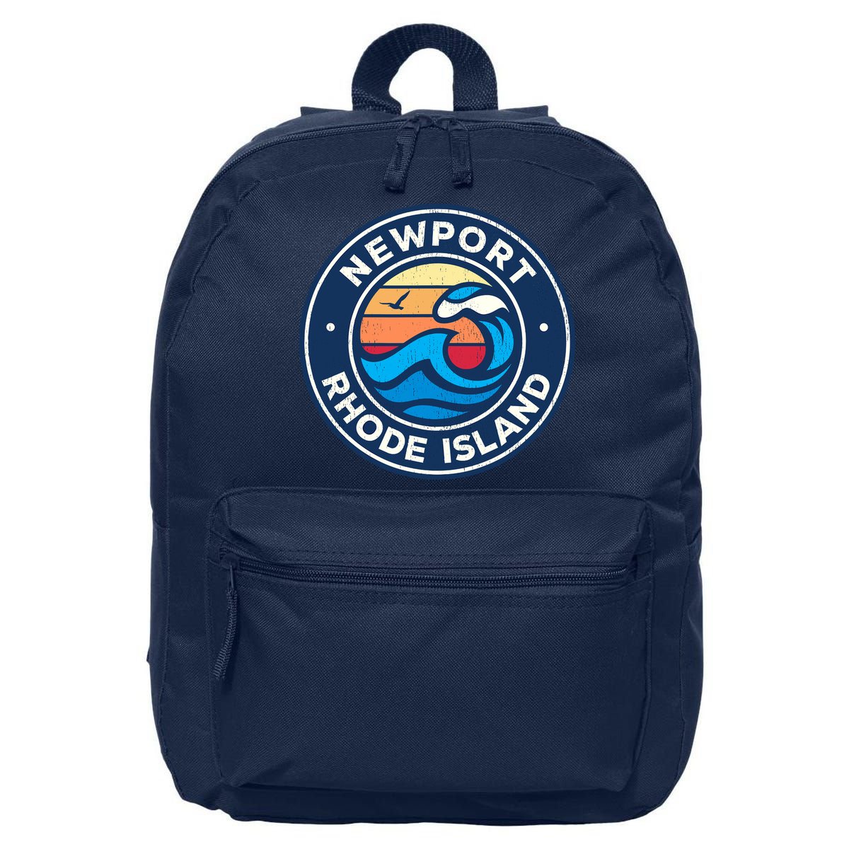 Newport Rhode Island Ri Vintage Nautical Waves Design 16 in Basic Backpack