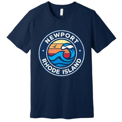 Newport Rhode Island Ri Vintage Nautical Waves Design Premium T-Shirt