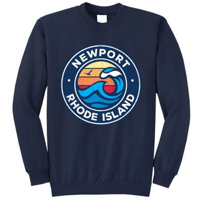 Newport Rhode Island Ri Vintage Nautical Waves Design Tall Sweatshirt