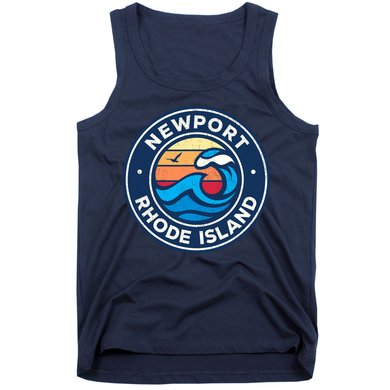 Newport Rhode Island Ri Vintage Nautical Waves Design Tank Top