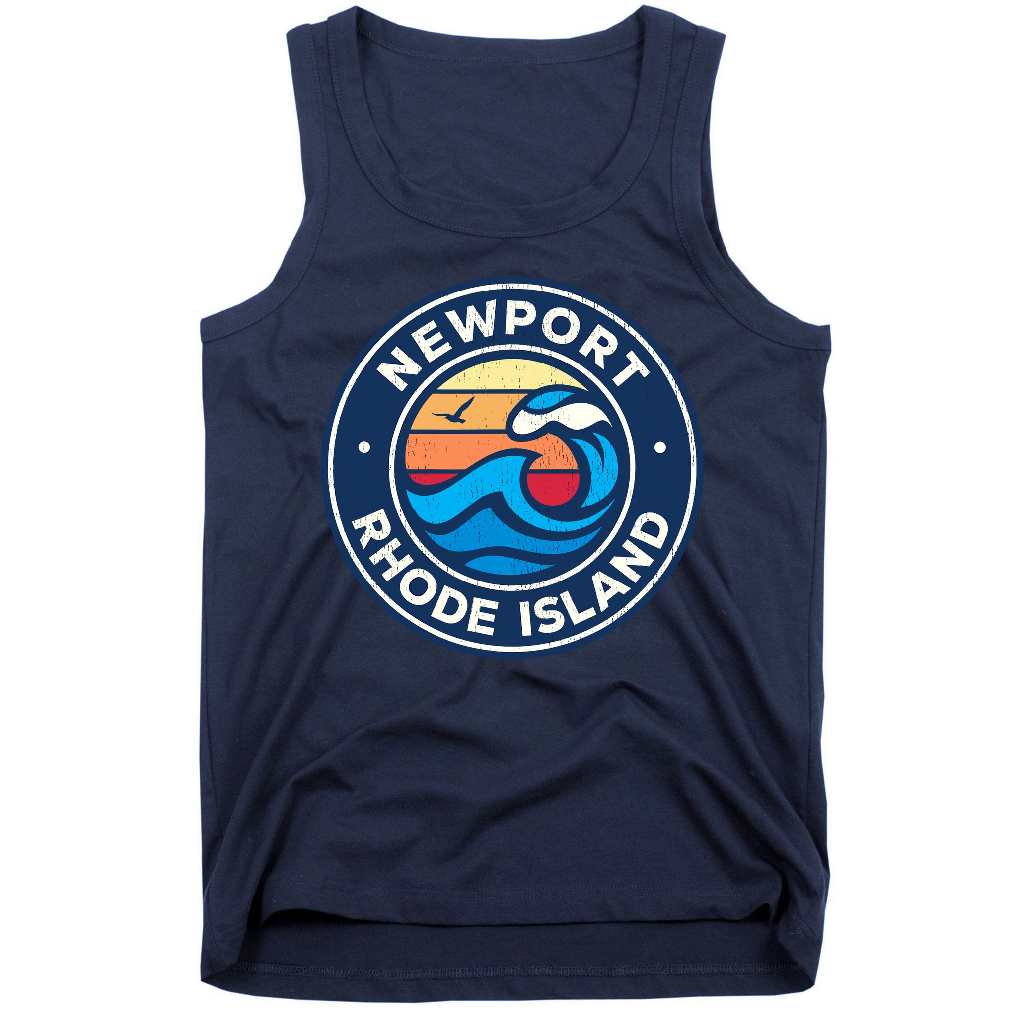 Newport Rhode Island Ri Vintage Nautical Waves Design Tank Top